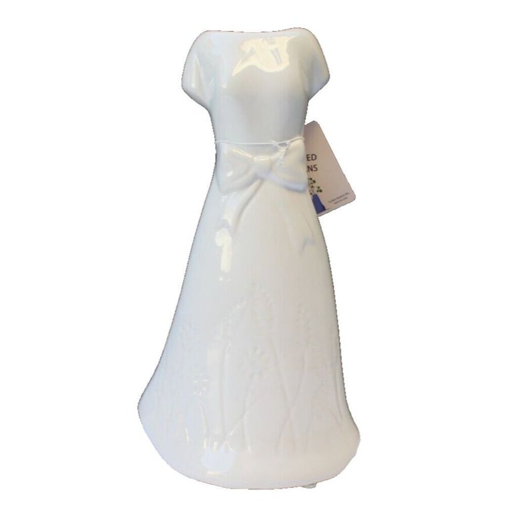 New Shabby Chic White Wedding Dress Shaped Decor Decorations Ceramic Flower Vase